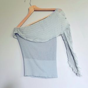 Jean Paul Gaultier off shoulder silk blue top